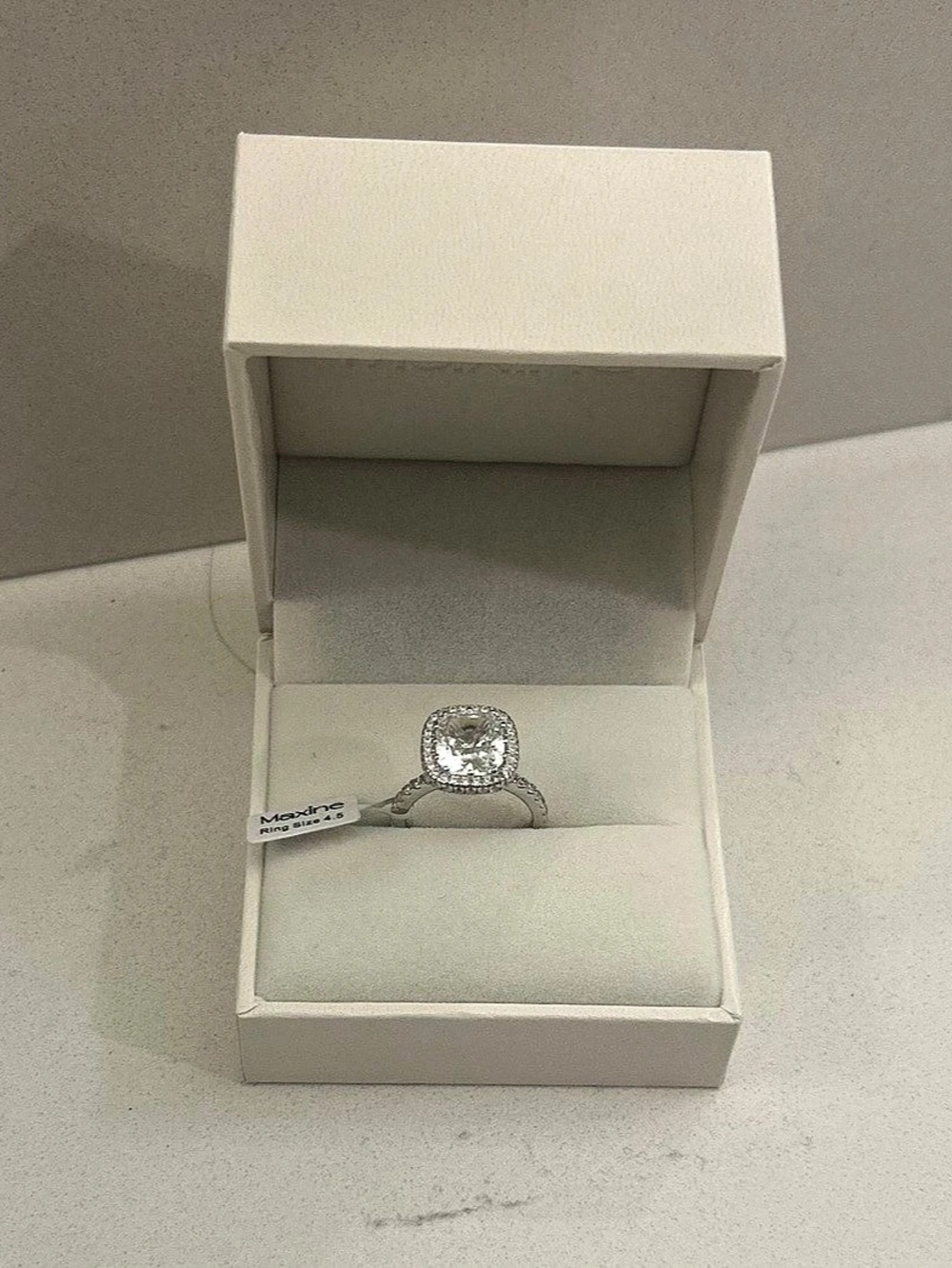 Maxine Jewelry Cushion Cut Halo Engagement Ring Silver